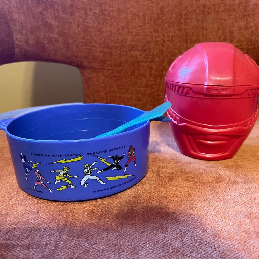 Vintage Quaker Oats Mail Away Power Rangers Cereal Bowl + Cup + Spoon